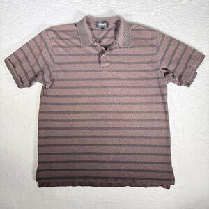 ASHWORTH Red/Black Striped Cotton Golf Polo Shirt‎ L